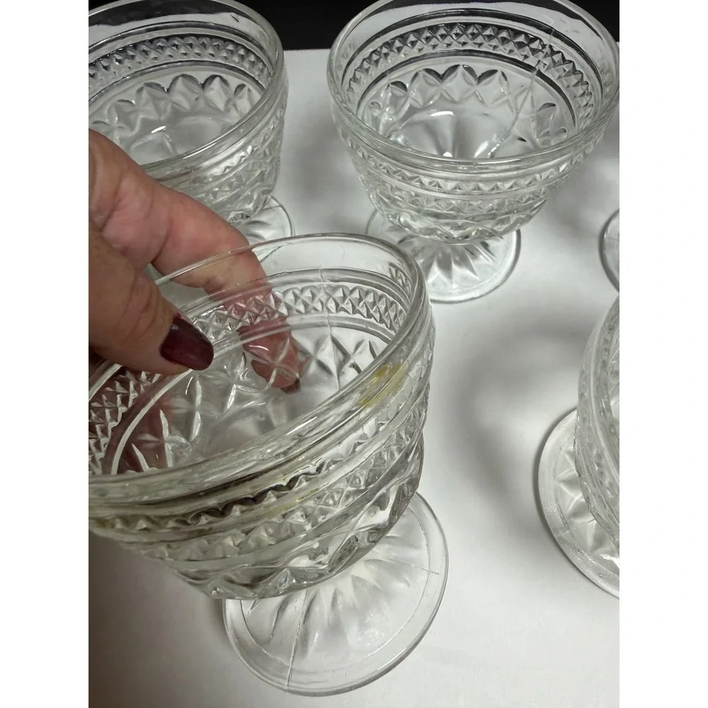 5 VTG Anchor Hocking Wexford Champagne/ Tall Sherbet Glass MCM Retro